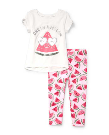 Conjunto de leggings con purpurina y sandía para bebés y niñas pequeñas