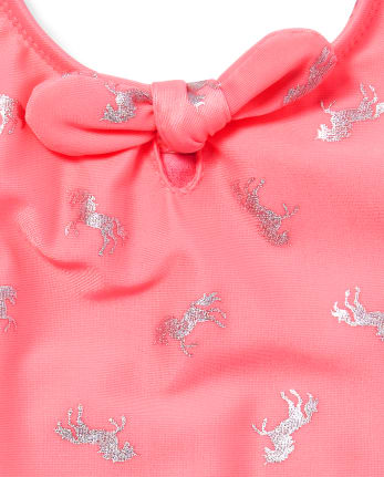Traje de baño de una pieza con unicornio metalizado para niñas