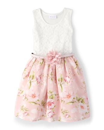 Girls Floral Lace Dress