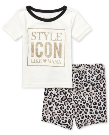 Pyjama en coton ajusté léopard pour bébés et petites filles