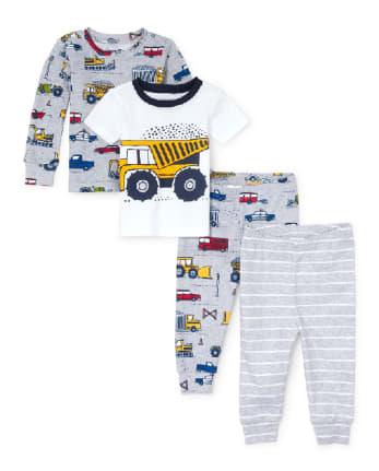 The Children's Place Baby And Toddler Boys Construction Snug Fit Cotton 4-Piece Pajamas 
