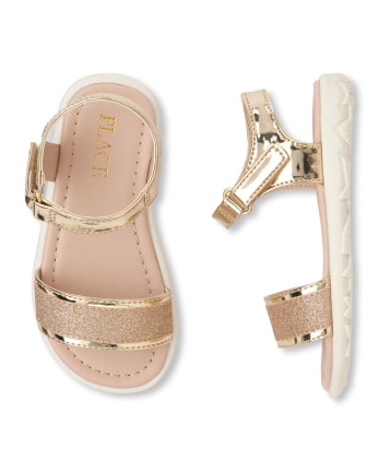 Toddler Girls Metallic Glitter Faux Leather Sandals The Children S Place