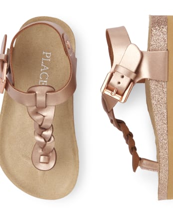 Toddler Girls Metallic T-Strap Sandals