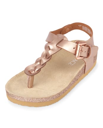 Toddler Girls Metallic T-Strap Sandals