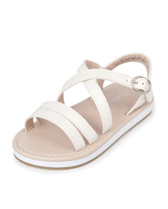 Toddler Girls Criss Cross Faux Leather Sandals | The Children's Place