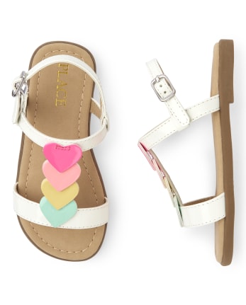 Toddler Girls Heart T-Strap Sandals