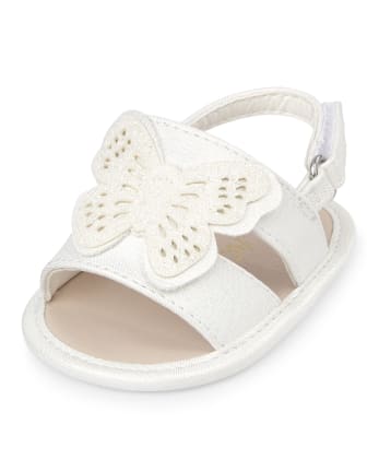NWT The Childrens Place Toddler Girls Silver Glitter Butterfly Sandals Shoes 