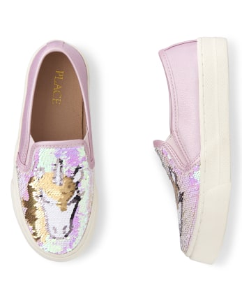 Girls Flip Sequin Unicorn Slip On Sneakers