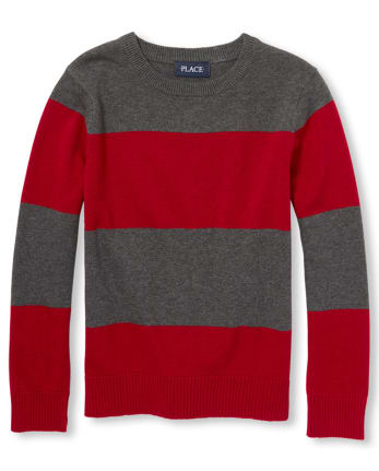 Boys Long Sleeve Striped Sweater | The Children's Place - RED COLONIAL