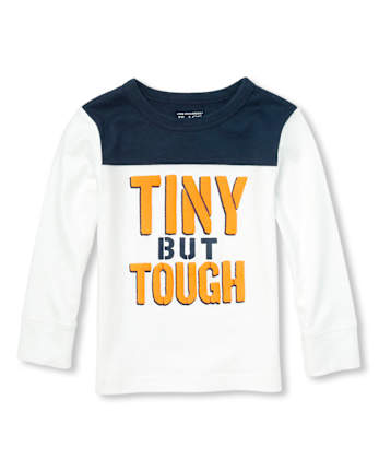 Haut graphique à manches longues et empiècement contrasté pour bébé et tout-petit garçon