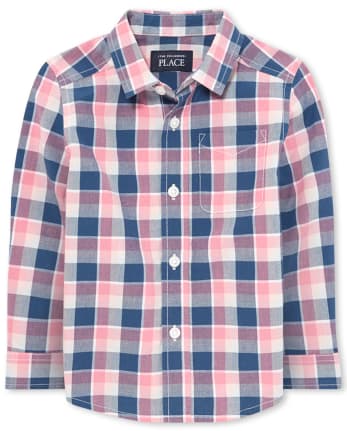 Baby And Toddler Boys Plaid Poplin Button Down Shirt