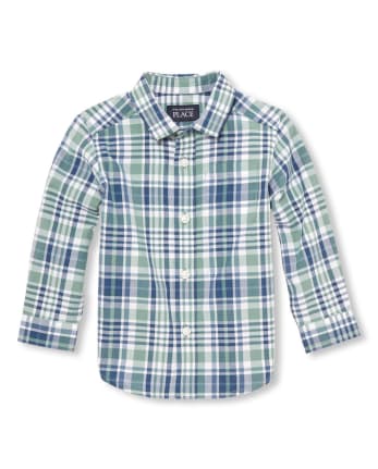 Baby And Toddler Boys Long Sleeve Plaid Poplin Button Down Shirt | The ...