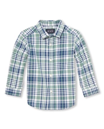 Baby And Toddler Boys Plaid Poplin Button Down Shirt