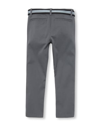 Boys Belted Skinny Chino Pants
