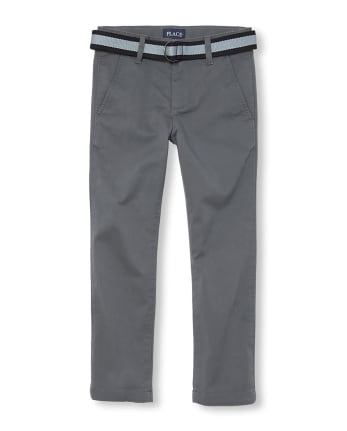 Boys Belted Skinny Chino Pants