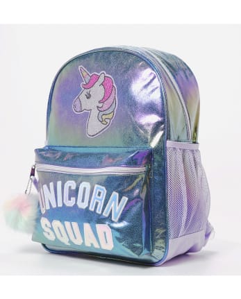 Girls Unicorn Rainbow Metallic Backpack