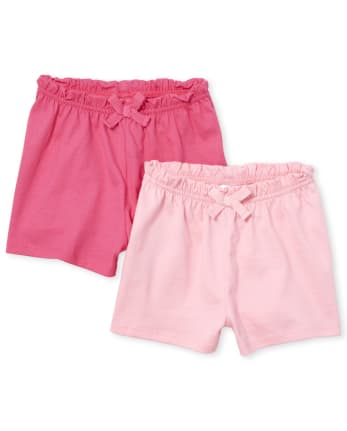 Baby Girls Paperbag Waist Knit Shorts 2-Pack