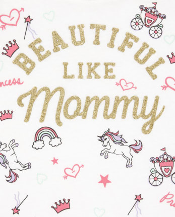 Baby And Toddler Girls Glitter Beautiful Mommy Graphic Tee