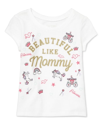 Baby And Toddler Girls Glitter Beautiful Mommy Graphic Tee