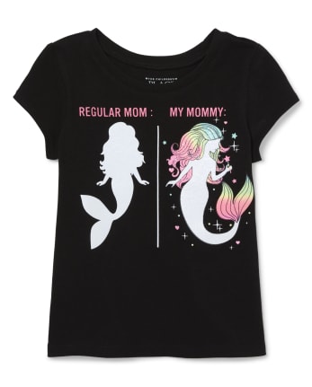 Baby And Toddler Girls Glitter Mermaid Mom Graphic Tee