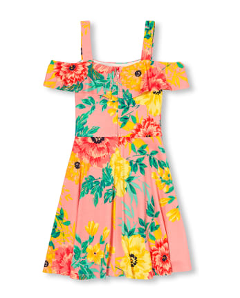 Girls Floral Off Shoulder Dress