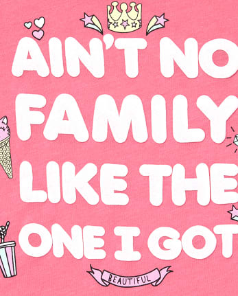 Baby And Toddler Girls Puff Print Family Graphic Tee