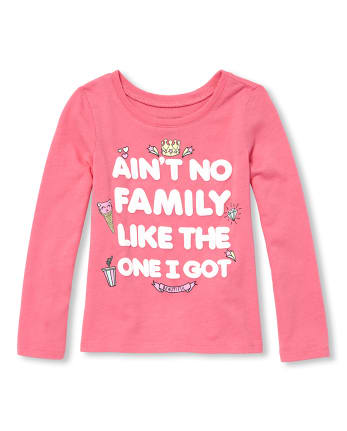 Baby And Toddler Girls Puff Print Family Graphic Tee