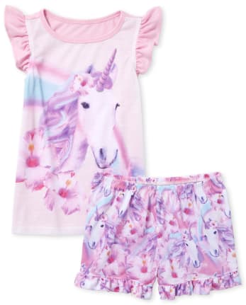 Girls Unicorn Flower Pajamas