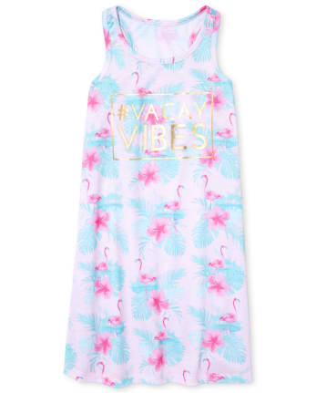 Girls Foil Flamingo Nightgown