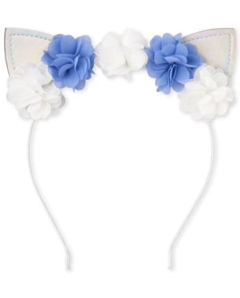 Girls Iridescent Flower Cat Ears Headband