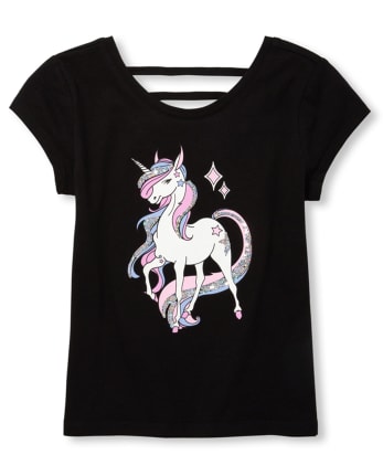 Top con abertura de unicornio adornado para niñas