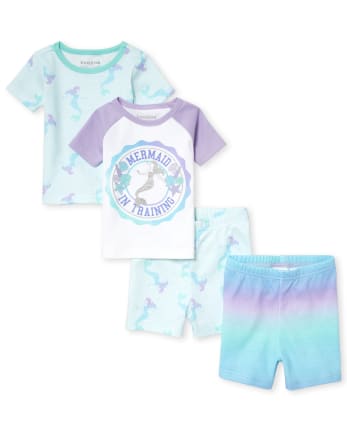 Baby And Toddler Girls Glitter 'Mermaid In Training' Snug Fit Cotton 4 ...
