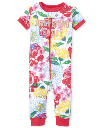 Baby And Toddler Girls Glitter Beauty Snug Fit Cotton One Piece Pajamas