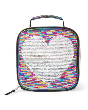 Girls Flip Sequin Rainbow Heart Lunch Box