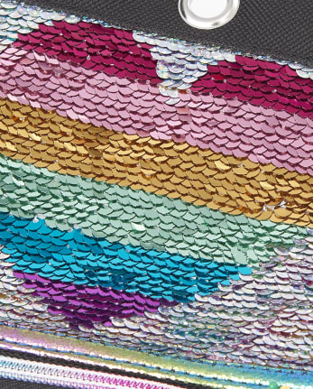Girls Flip Sequin Rainbow Heart Pencil Case