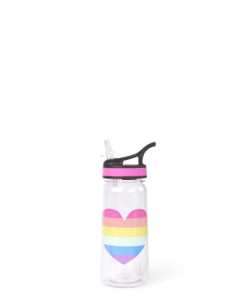 Girls Rainbow Heart Water Bottle