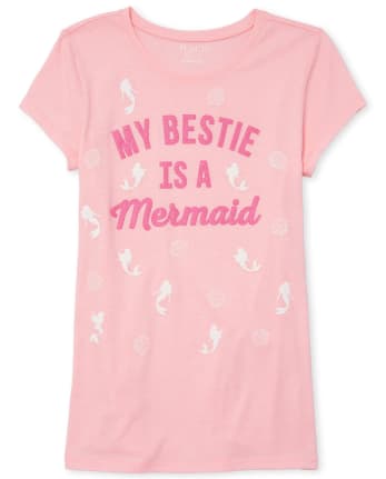 Girls Glitter Bestie Mermaid Graphic Tee