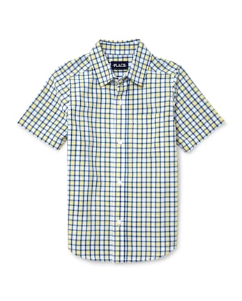 Camisa con botones de popelina a cuadros para niños