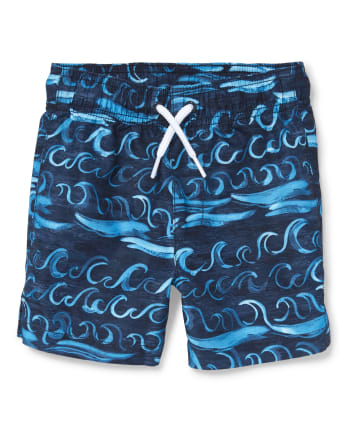 Baby And Toddler Boys Wave Swim Trunks