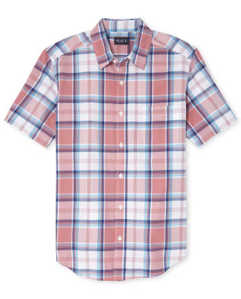 Mens Dad And Me Plaid Poplin Matching Button Down Shirt
