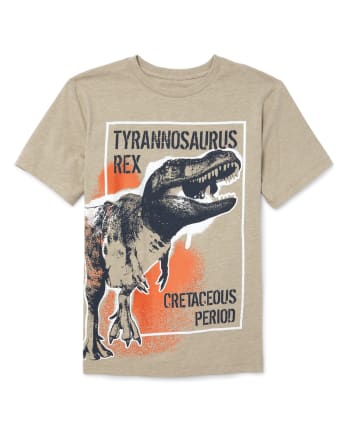 Camiseta de manga corta con gráfico T Rex para niños BROWN The