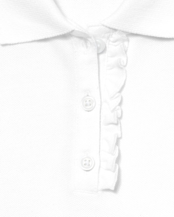 Girls Uniform Ruffle Soft Stretch Pique Polo - Plus
