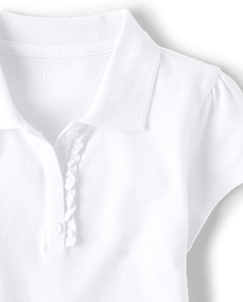 Polo de piqué con volantes de uniforme para niñas