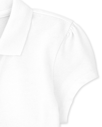 Girls Uniform Ruffle Soft Stretch Pique Polo - Plus