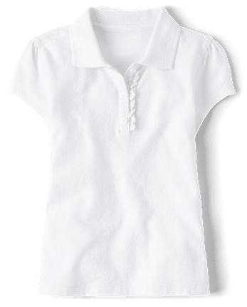 Polo de piqué con volantes de uniforme para niñas