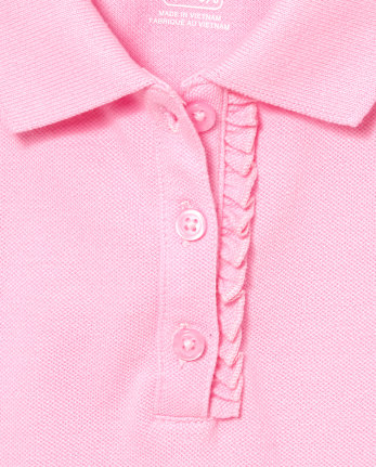 Polo en piqué extensible doux à volants pour uniforme pour filles - Taille Plus