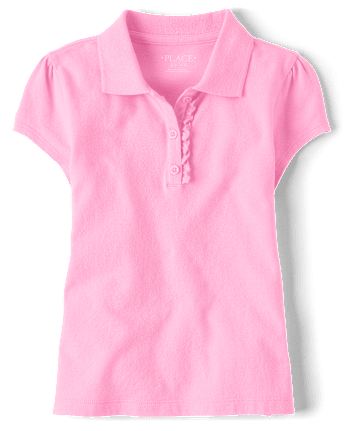 Girls Uniform Ruffle Pique Polo - Plus