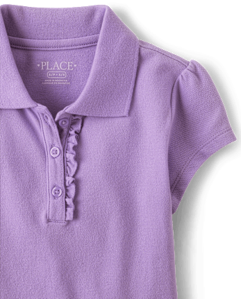 Girls Uniform Ruffle Pique Polo - Plus