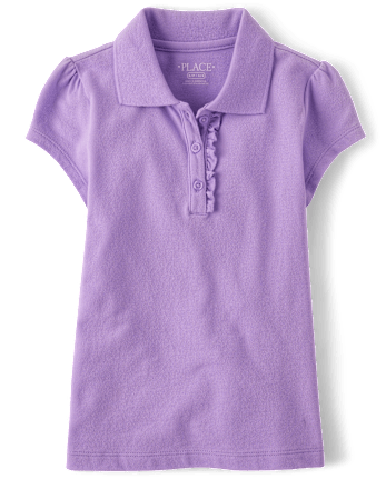 Girls Uniform Ruffle Pique Polo - Plus