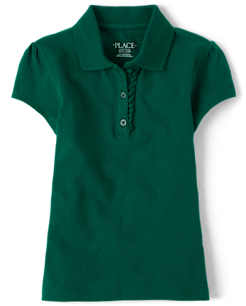 Polo de piqué con volantes de uniforme para niñas